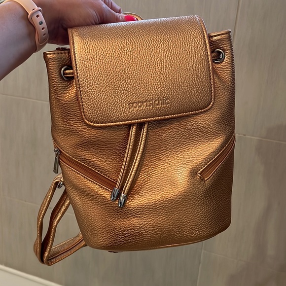 NWOT SportChic Women’s Vegan Mini Backpack | Metallic Gold - Picture 10 of 10